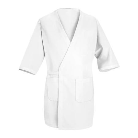 Vf Imagewear Red Kap Collarless Butcher Wrap W/Exterior Pockets, White, Polyester/Combed Cotton, 4XL WP10WHRG4XL